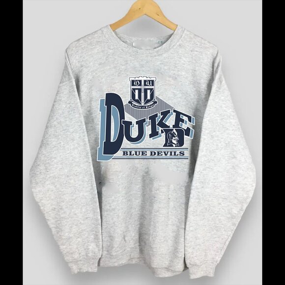 Vintage Style Duke University Sweatshirt Duke Blue Devils Shirt Sweater - Picture 1 of 2